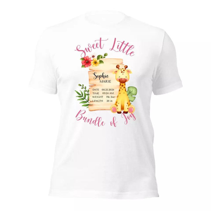 Custom Cute Giraffe Safari Baby Announcement T-Shirt - ART-TSH050 - ARTFULANE