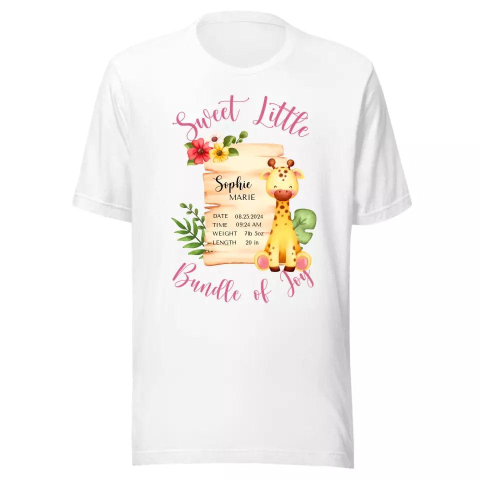 Custom Cute Giraffe Safari Baby Announcement T-Shirt - ART-TSH050 - ARTFULANE