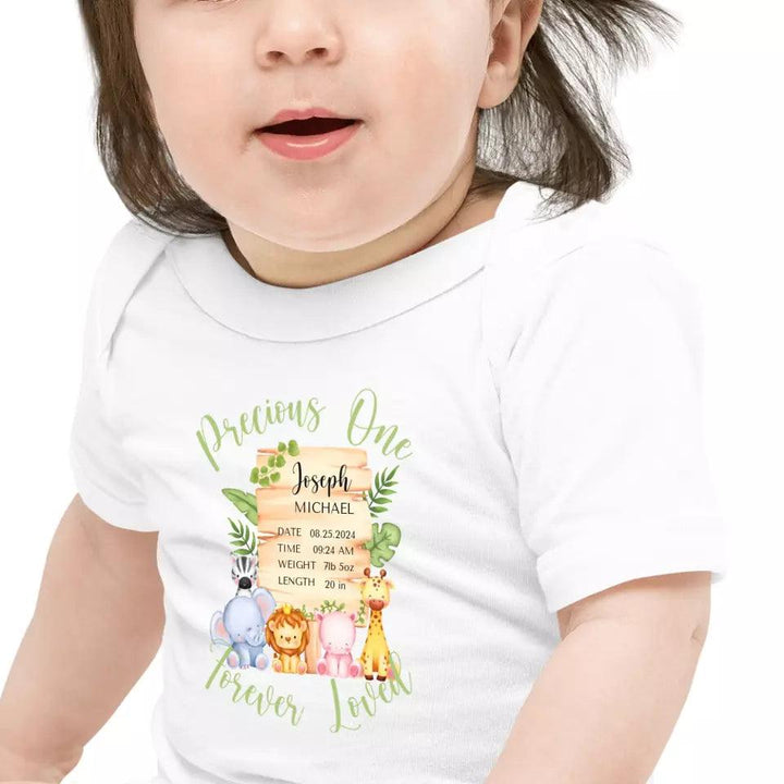 Custom Cute Safari Animals Baby Announcement T-Shirt - ART-TSH051 - ARTFULANE