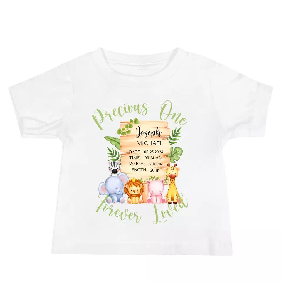 Custom Cute Safari Animals Baby Announcement T-Shirt - ART-TSH051 - ARTFULANE