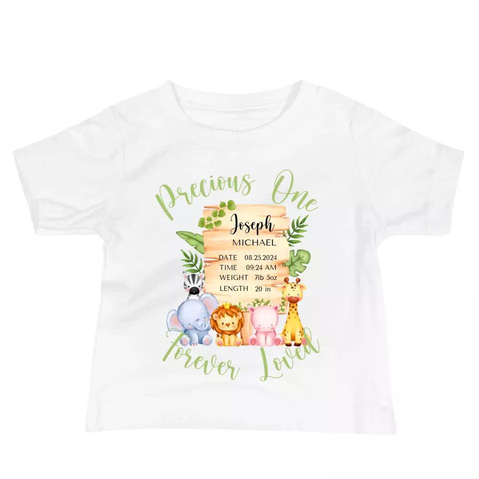 Custom Cute Safari Animals Baby Announcement T-Shirt - ART-TSH051 - ARTFULANE