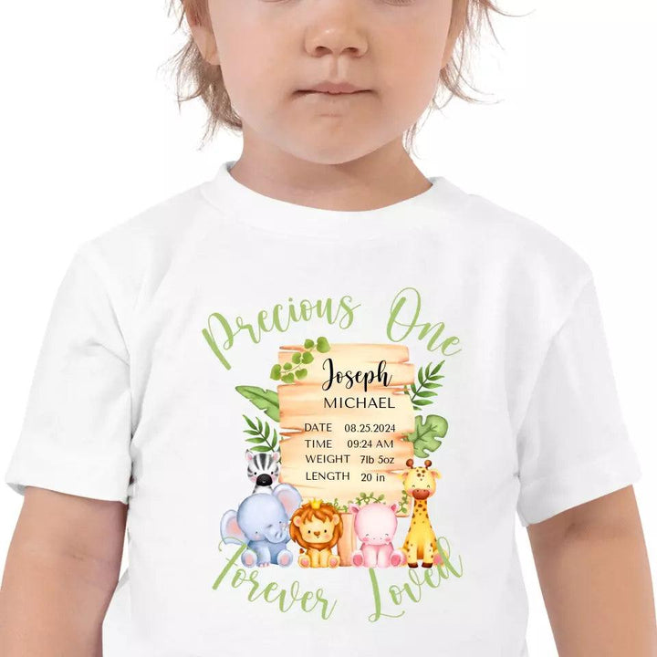 Custom Cute Safari Animals Baby Announcement T-Shirt - ART-TSH051 - ARTFULANE