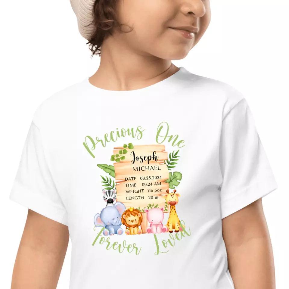 Custom Cute Safari Animals Baby Announcement T-Shirt - ART-TSH051 - ARTFULANE