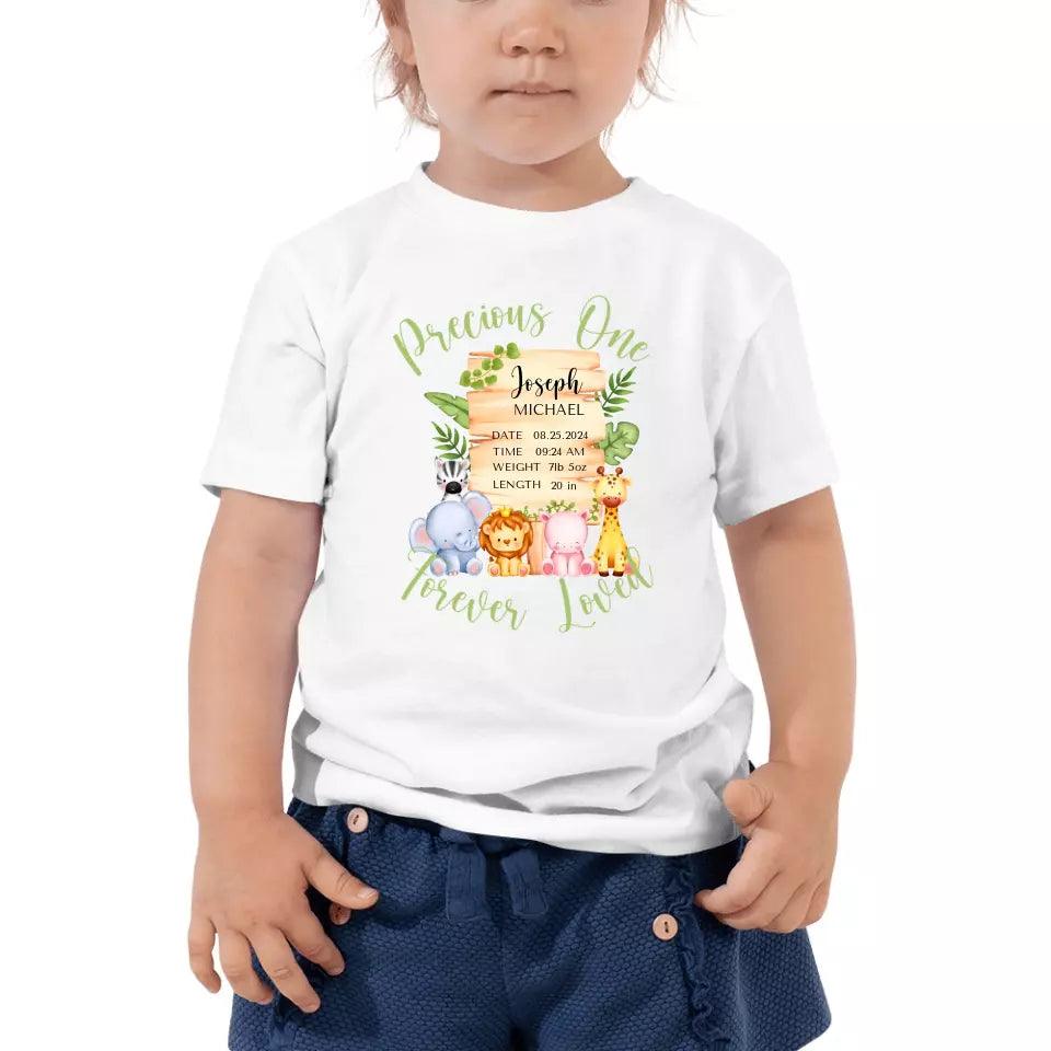 Custom Cute Safari Animals Baby Announcement T-Shirt - ART-TSH051 - ARTFULANE