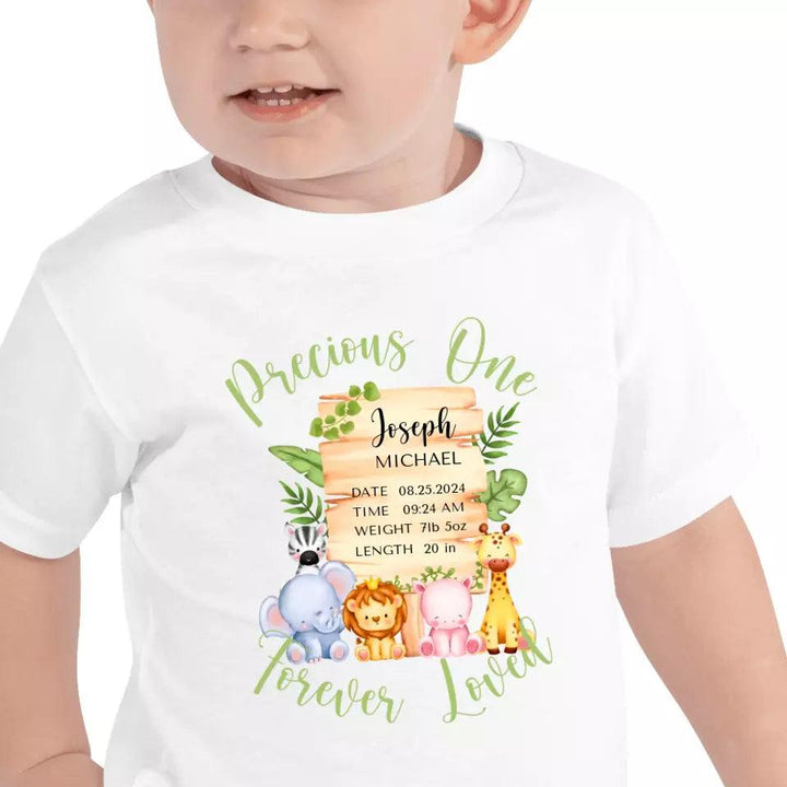 Custom Cute Safari Animals Baby Announcement T-Shirt - ART-TSH051 - ARTFULANE