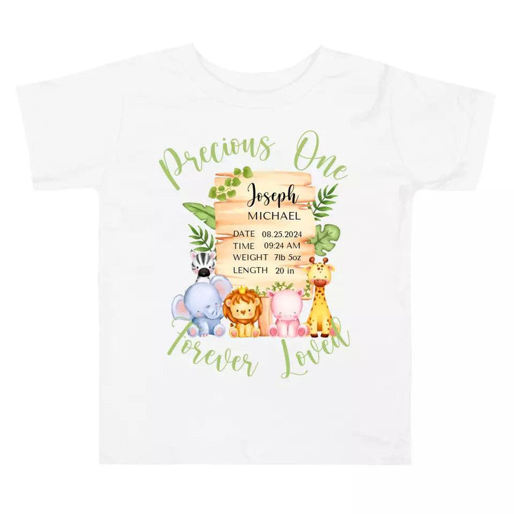 Custom Cute Safari Animals Baby Announcement T-Shirt - ART-TSH051 - ARTFULANE