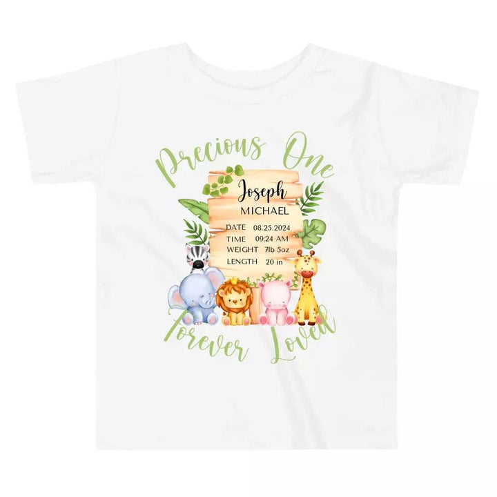 Custom Cute Safari Animals Baby Announcement T-Shirt - ART-TSH051 - ARTFULANE