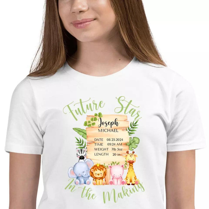 Custom Cute Safari Animals Baby Announcement T-Shirt - ART-TSH051 - ARTFULANE