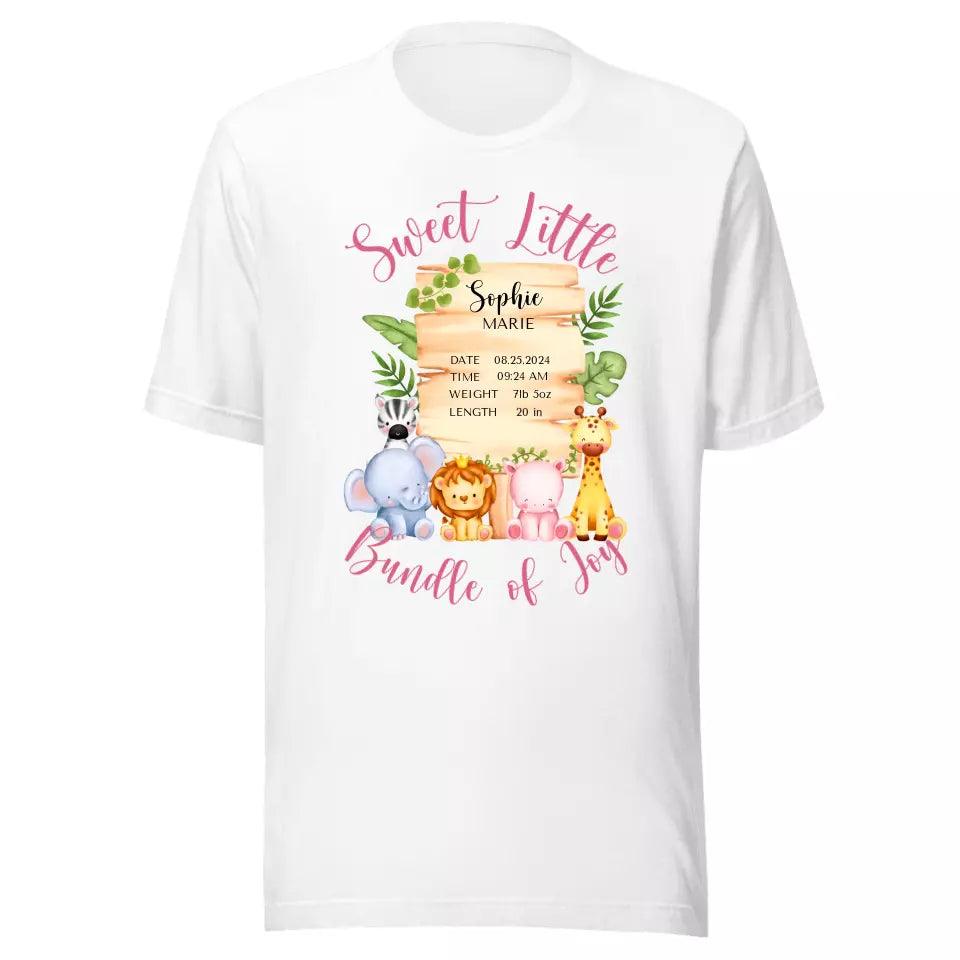 Custom Cute Safari Animals Baby Announcement T-Shirt - ART-TSH051 - ARTFULANE