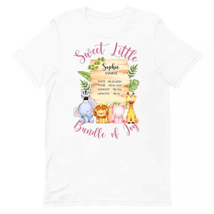 Custom Cute Safari Animals Baby Announcement T-Shirt - ART-TSH051 - ARTFULANE