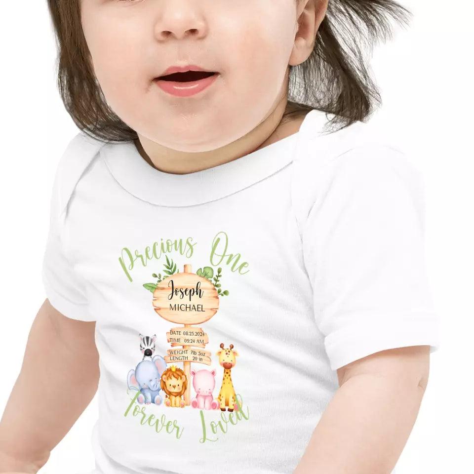 Custom Cute Safari Animals Baby Announcement T-Shirt - ART-TSH052 - ARTFULANE