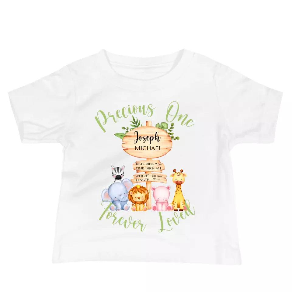 Custom Cute Safari Animals Baby Announcement T-Shirt - ART-TSH052 - ARTFULANE