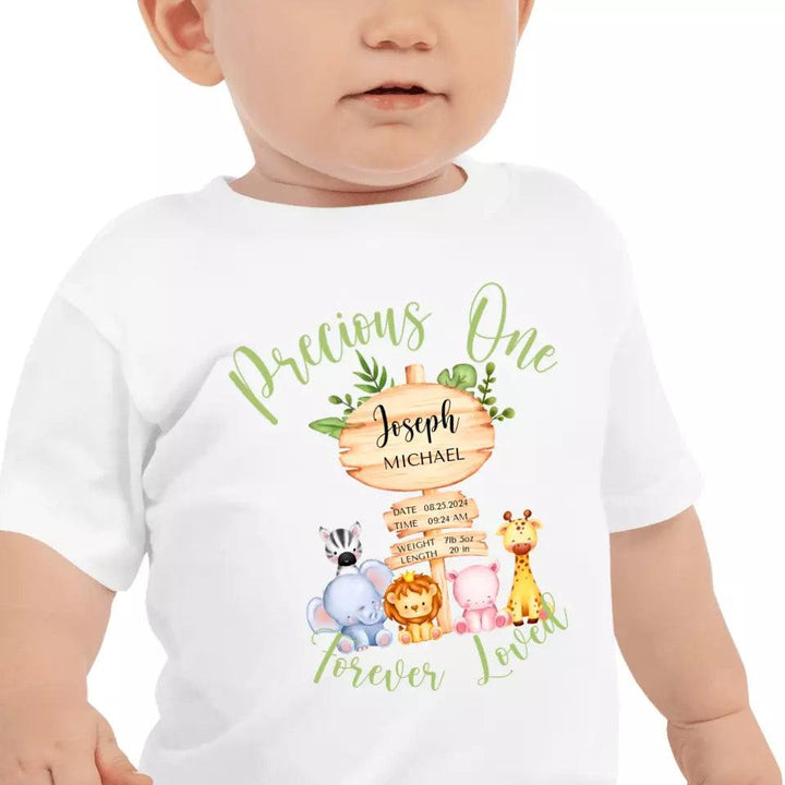 Custom Cute Safari Animals Baby Announcement T-Shirt - ART-TSH052 - ARTFULANE