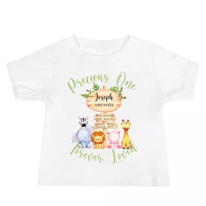 Custom Cute Safari Animals Baby Announcement T-Shirt - ART-TSH052 - ARTFULANE