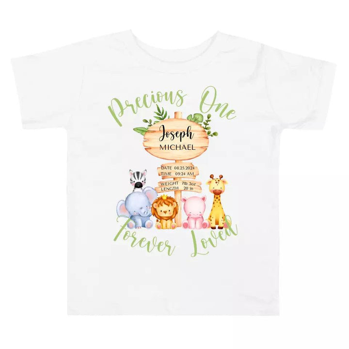 Custom Cute Safari Animals Baby Announcement T-Shirt - ART-TSH052 - ARTFULANE