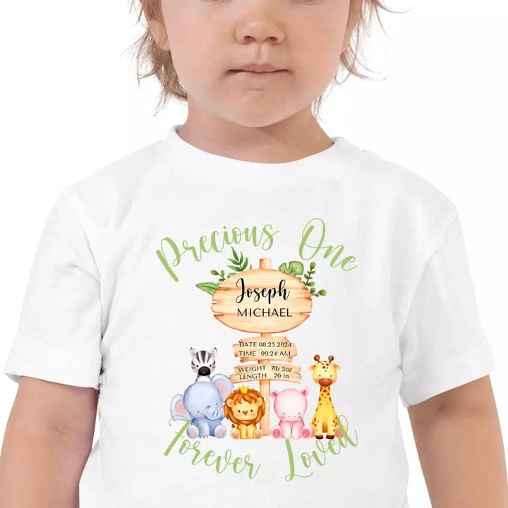 Custom Cute Safari Animals Baby Announcement T-Shirt - ART-TSH052 - ARTFULANE