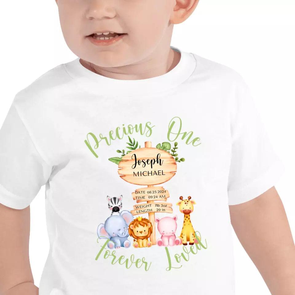 Custom Cute Safari Animals Baby Announcement T-Shirt - ART-TSH052 - ARTFULANE