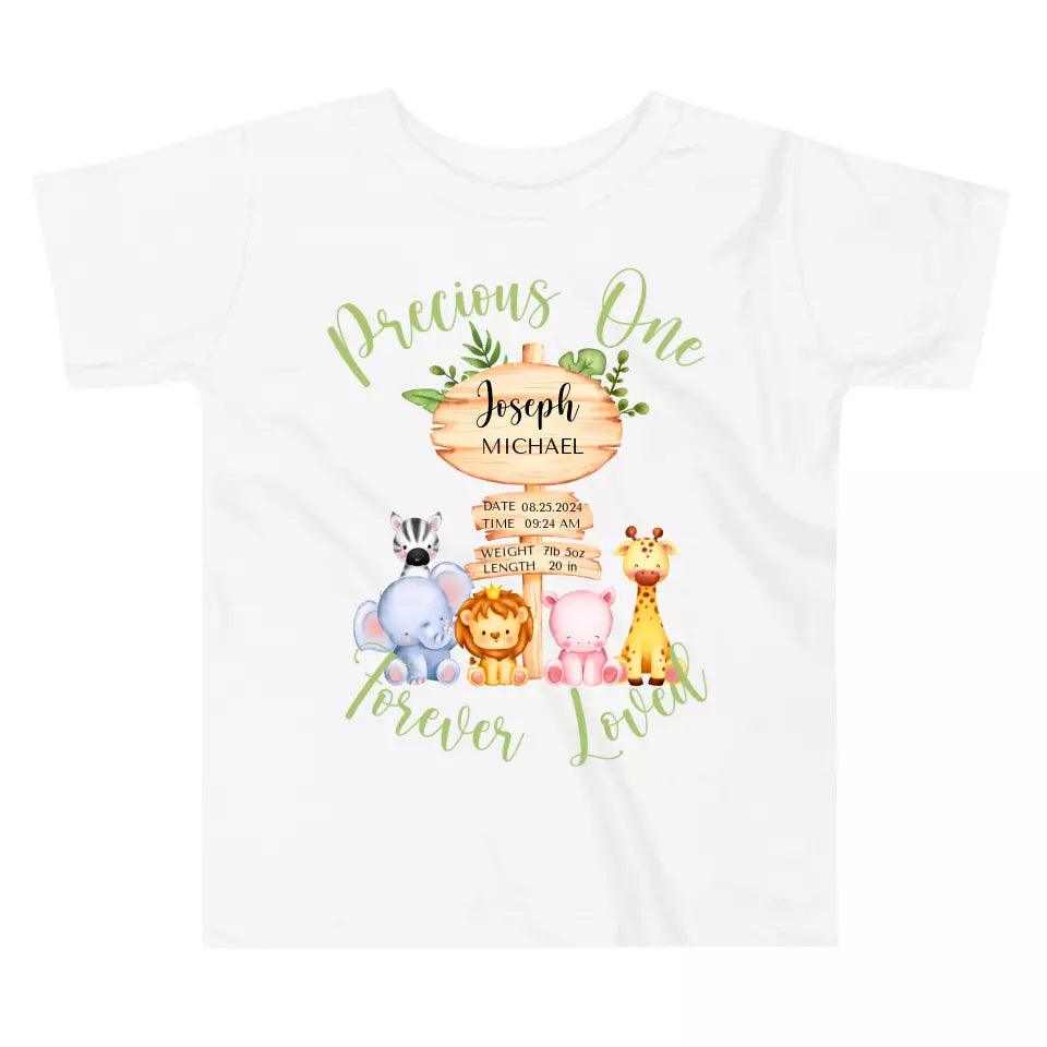 Custom Cute Safari Animals Baby Announcement T-Shirt - ART-TSH052 - ARTFULANE