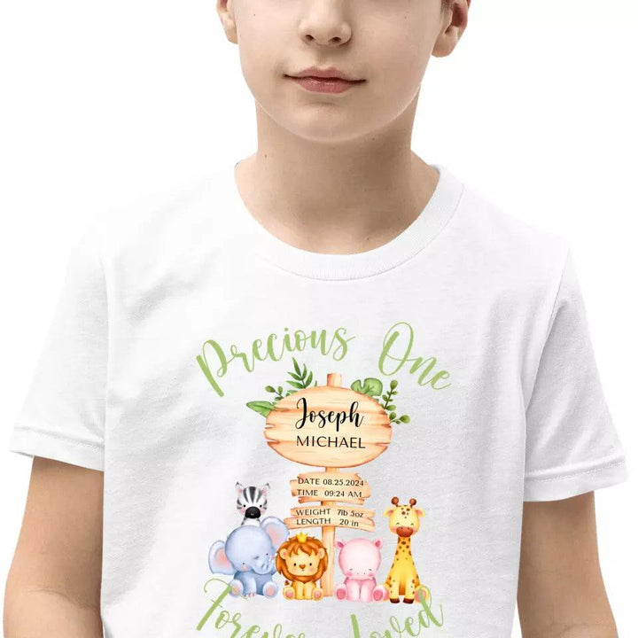 Custom Cute Safari Animals Baby Announcement T-Shirt - ART-TSH052 - ARTFULANE