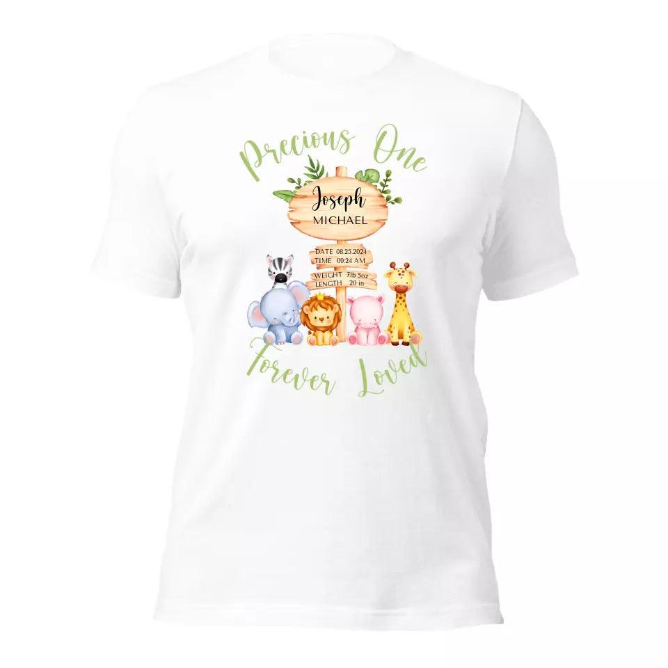 Custom Cute Safari Animals Baby Announcement T-Shirt - ART-TSH052 - ARTFULANE