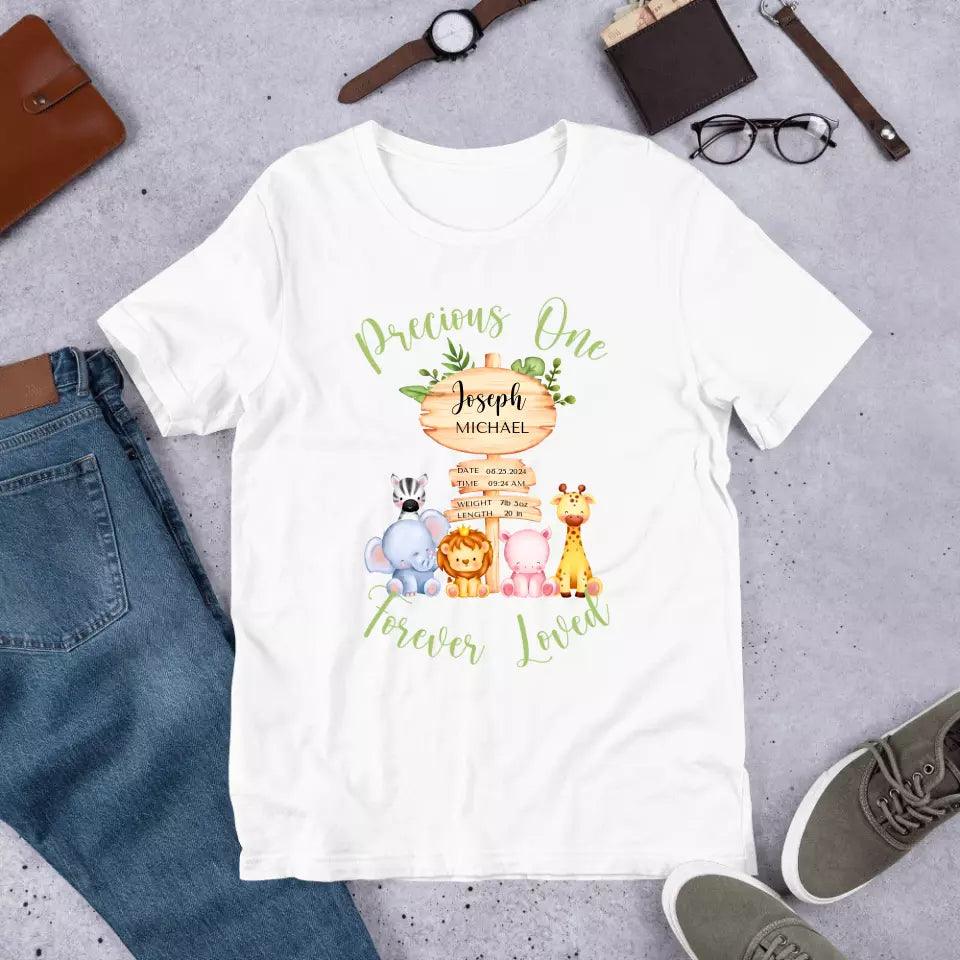 Custom Cute Safari Animals Baby Announcement T-Shirt - ART-TSH052 - ARTFULANE