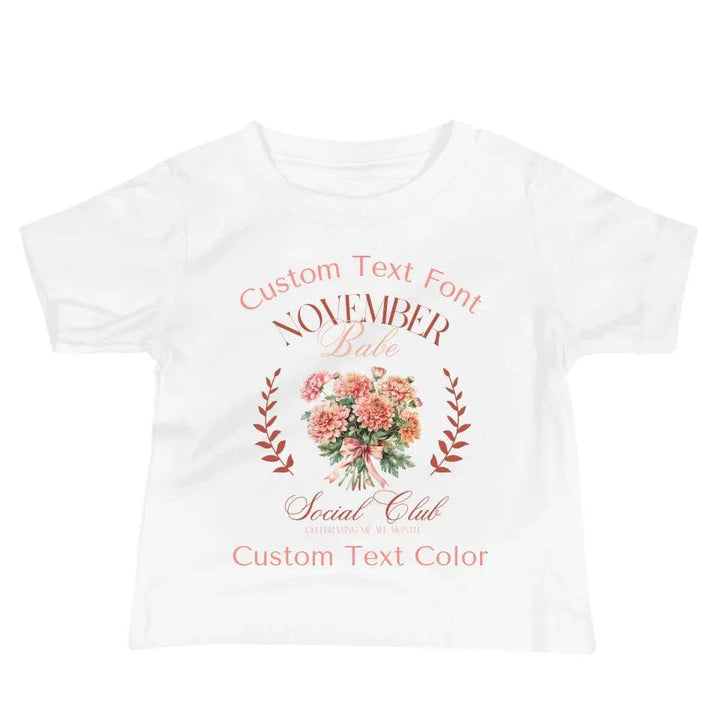 Custom Birth Month Flower Social Club T-Shirt - ART-TSH057 - ARTFULANE