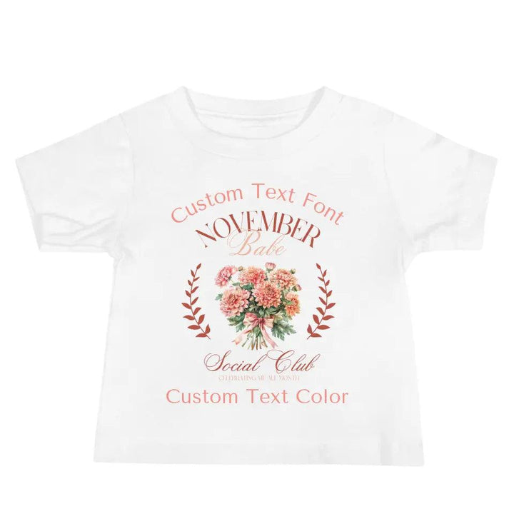 Custom Birth Month Flower Social Club T-Shirt - ART-TSH057 - ARTFULANE