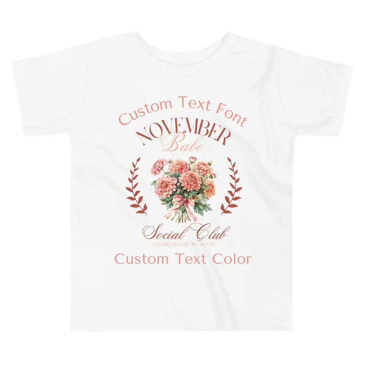 Custom Birth Month Flower Social Club T-Shirt - ART-TSH057 - ARTFULANE