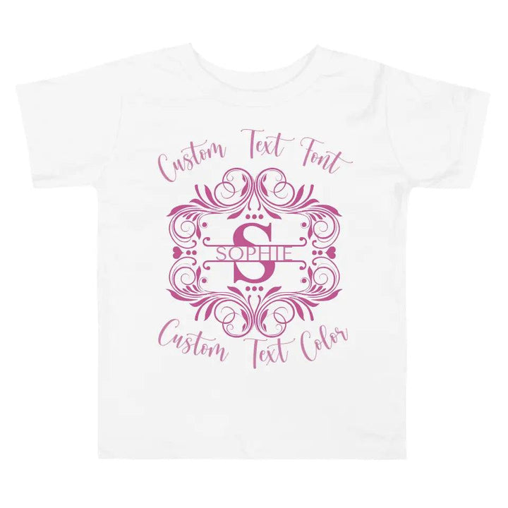 Custom Swirls Split Letter Monogram T-Shirt - ART-TSH069 - ARTFULANE