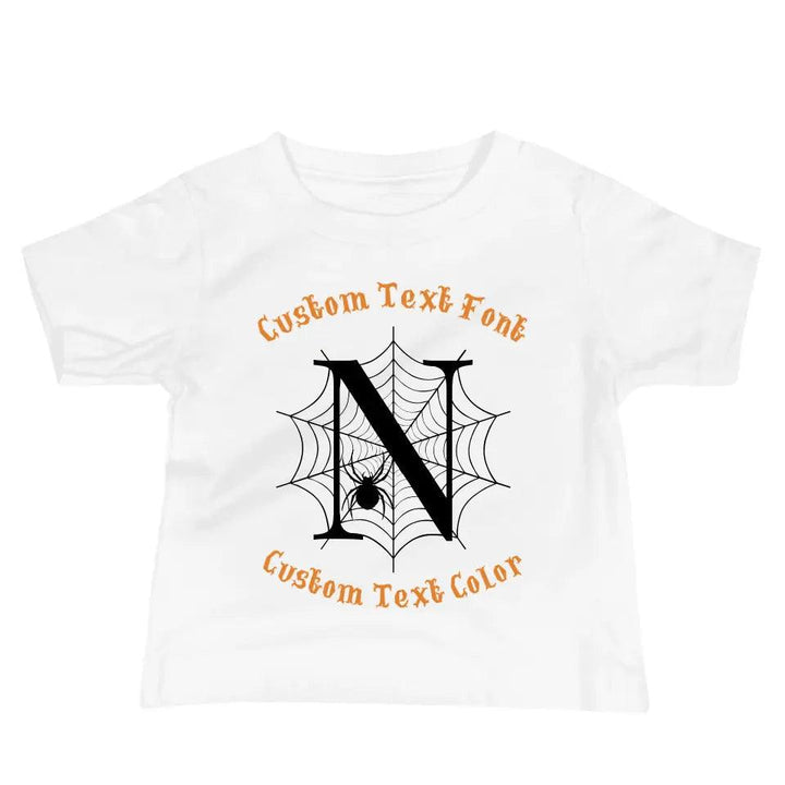 Custom Spooky Spider Web Initial T-Shirt - ART-TSH071 - ARTFULANE