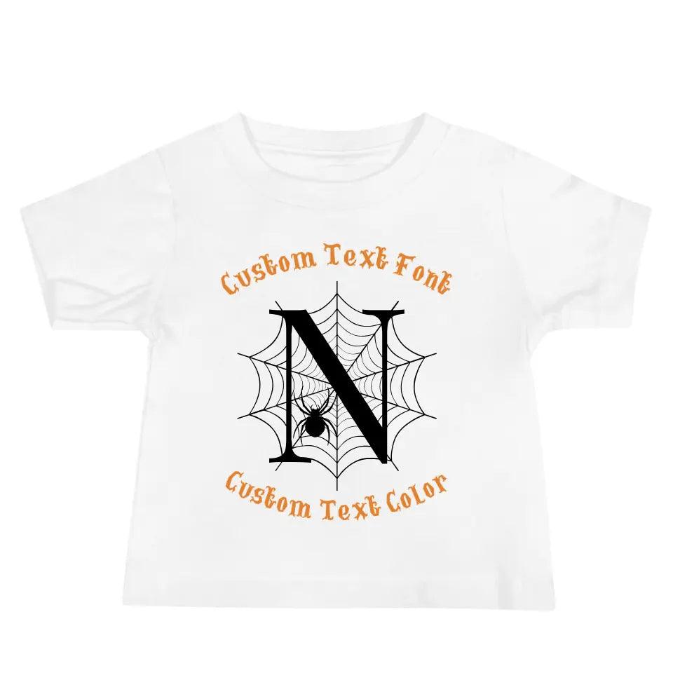 Custom Spooky Spider Web Initial T-Shirt - ART-TSH071 - ARTFULANE