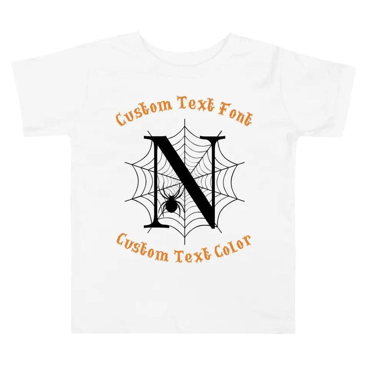 Custom Spooky Spider Web Initial T-Shirt - ART-TSH071 - ARTFULANE