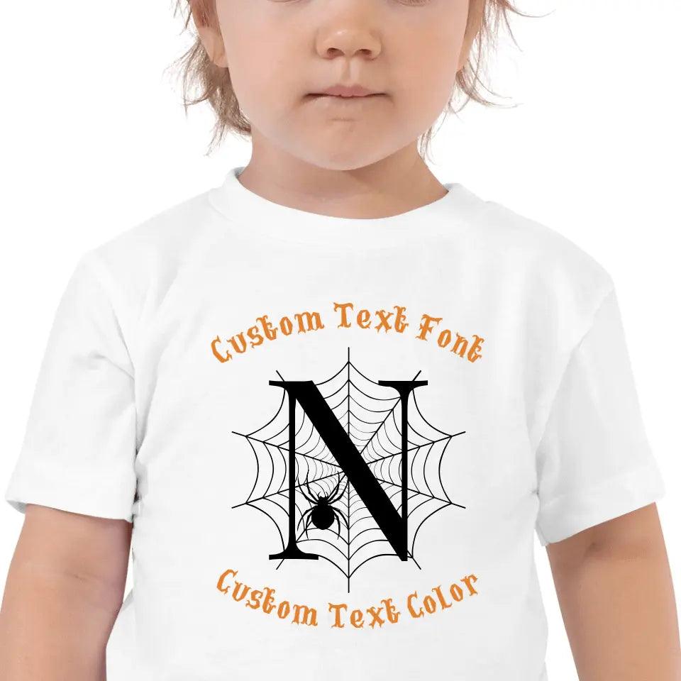 Custom Spooky Spider Web Initial T-Shirt - ART-TSH071 - ARTFULANE