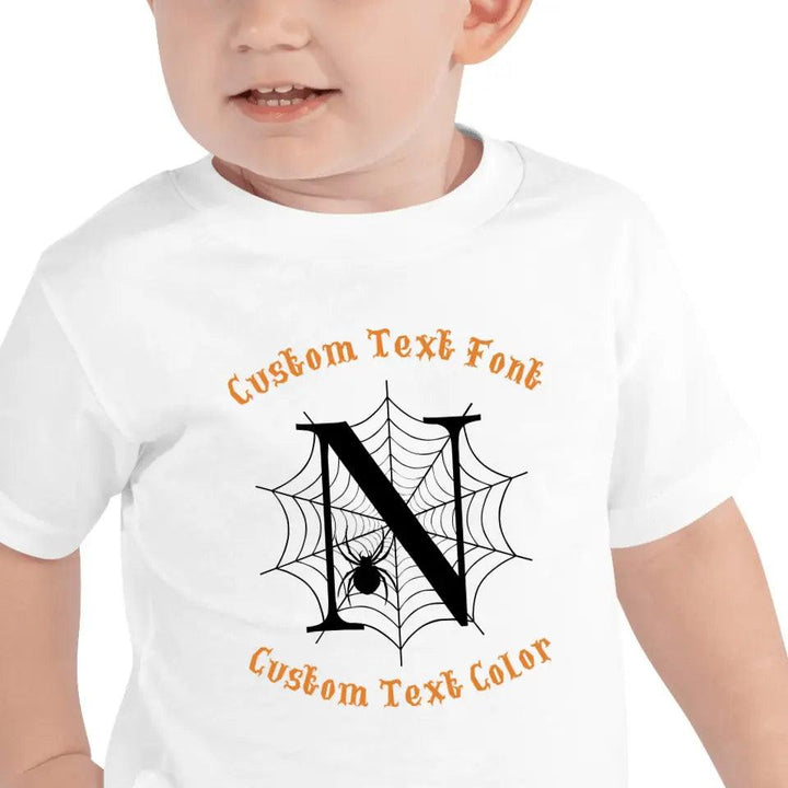 Custom Spooky Spider Web Initial T-Shirt - ART-TSH071 - ARTFULANE