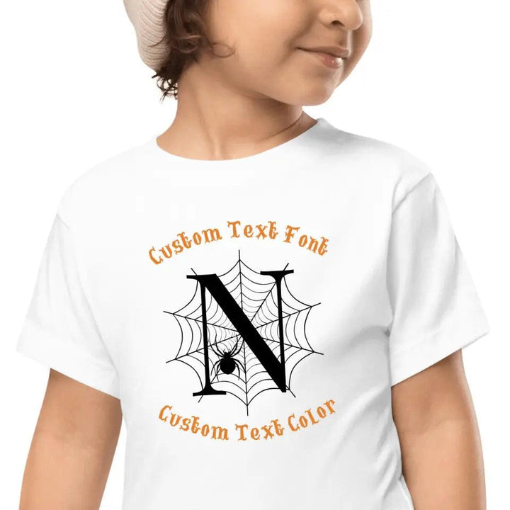 Custom Spooky Spider Web Initial T-Shirt - ART-TSH071 - ARTFULANE