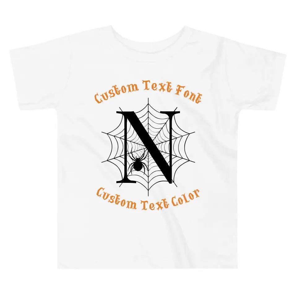 Custom Spooky Spider Web Initial T-Shirt - ART-TSH071 - ARTFULANE