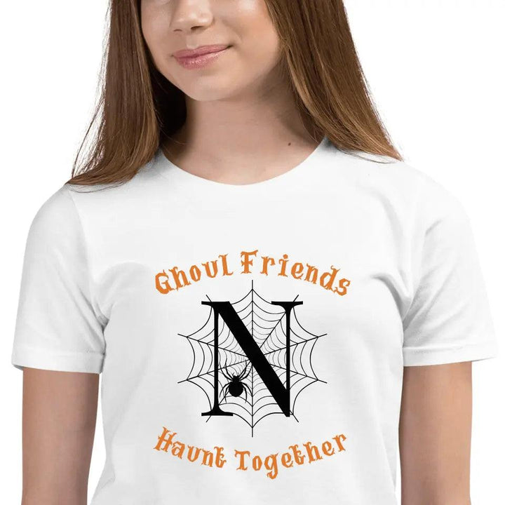 Custom Spooky Spider Web Initial T-Shirt - ART-TSH071 - ARTFULANE