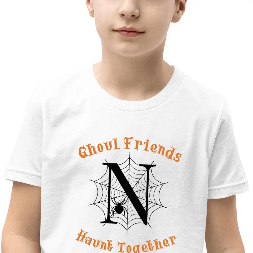 Custom Spooky Spider Web Initial T-Shirt - ART-TSH071 - ARTFULANE