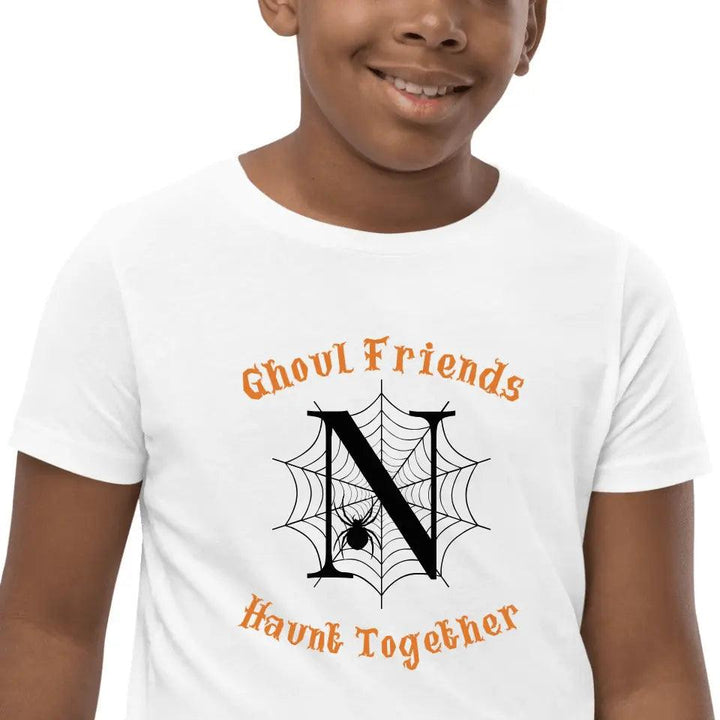 Custom Spooky Spider Web Initial T-Shirt - ART-TSH071 - ARTFULANE