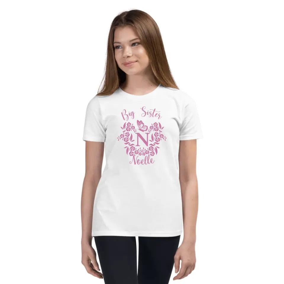 Custom Serif Initial with Flowers & Butterflies T-Shirt - ART-TSH072 - ARTFULANE