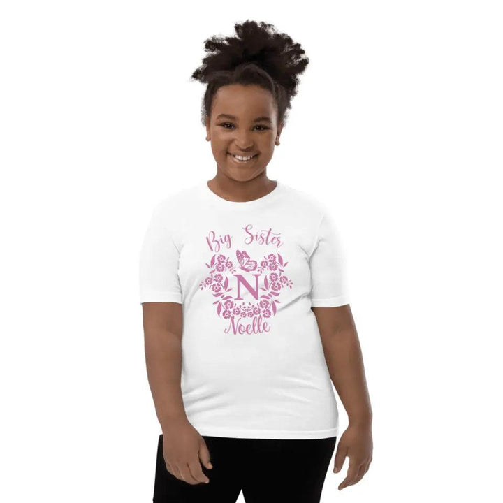 Custom Serif Initial with Flowers & Butterflies T-Shirt - ART-TSH072 - ARTFULANE