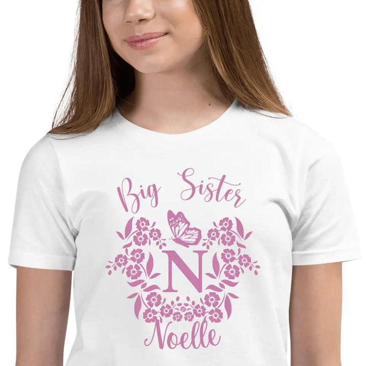 Custom Serif Initial with Flowers & Butterflies T-Shirt - ART-TSH072 - ARTFULANE