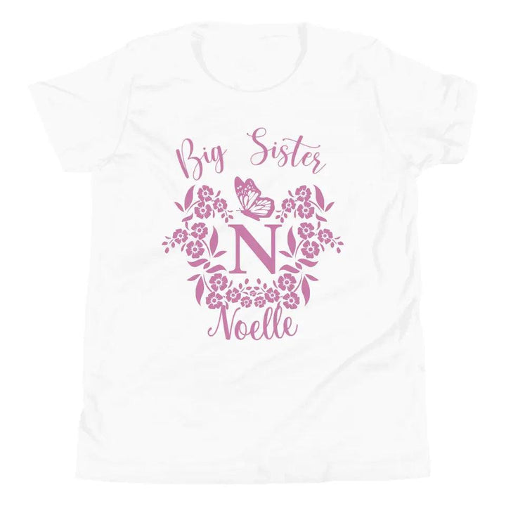 Custom Serif Initial with Flowers & Butterflies T-Shirt - ART-TSH072 - ARTFULANE