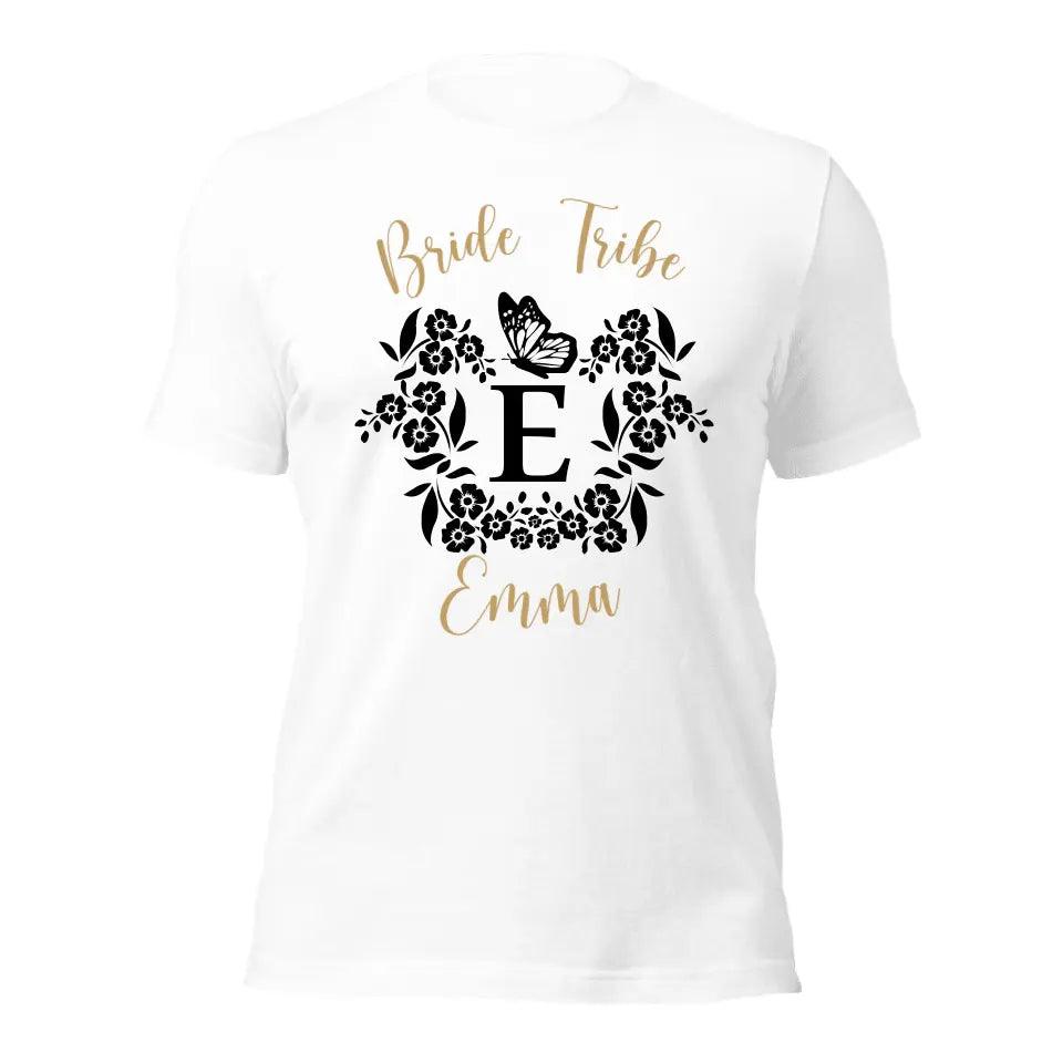 Custom Serif Initial with Flowers & Butterflies T-Shirt - ART-TSH072 - ARTFULANE