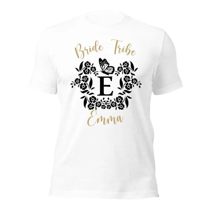 Custom Serif Initial with Flowers & Butterflies T-Shirt - ART-TSH072 - ARTFULANE