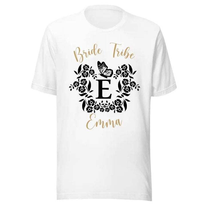 Custom Serif Initial with Flowers & Butterflies T-Shirt - ART-TSH072 - ARTFULANE