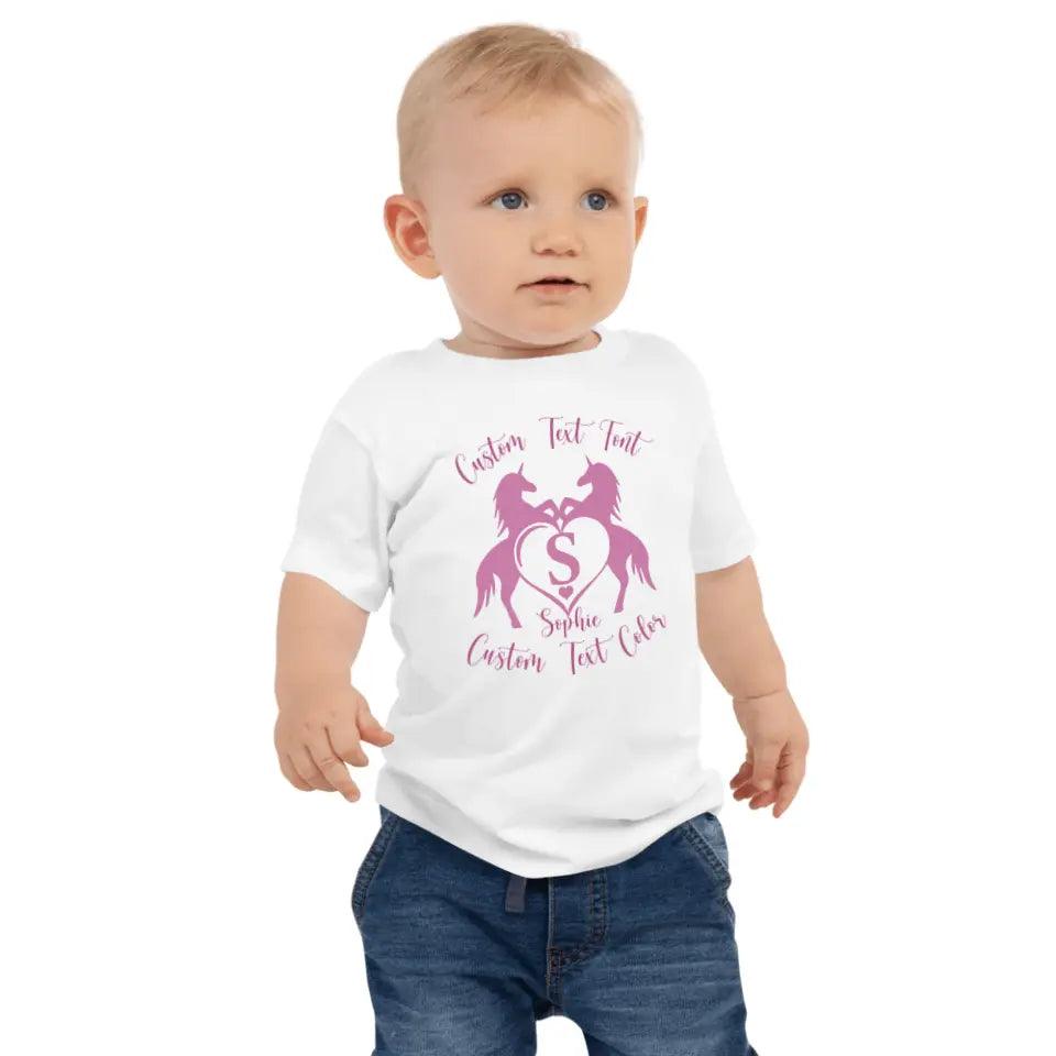 Custom Double Unicorn Heart Initial T-Shirt - ART-TSH074 - ARTFULANE