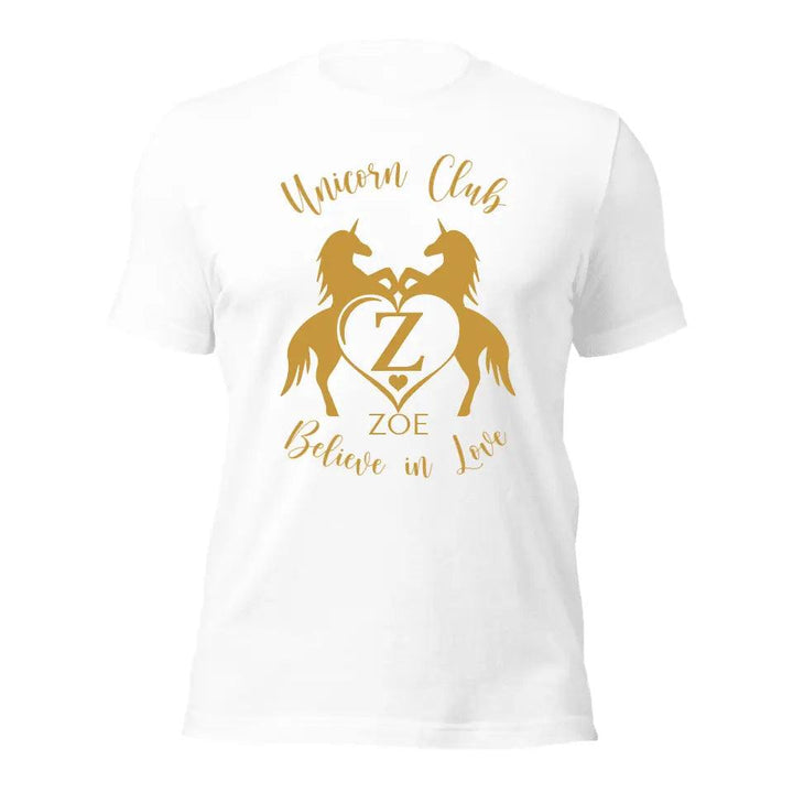 Custom Double Unicorn Heart Initial T-Shirt - ART-TSH074 - ARTFULANE