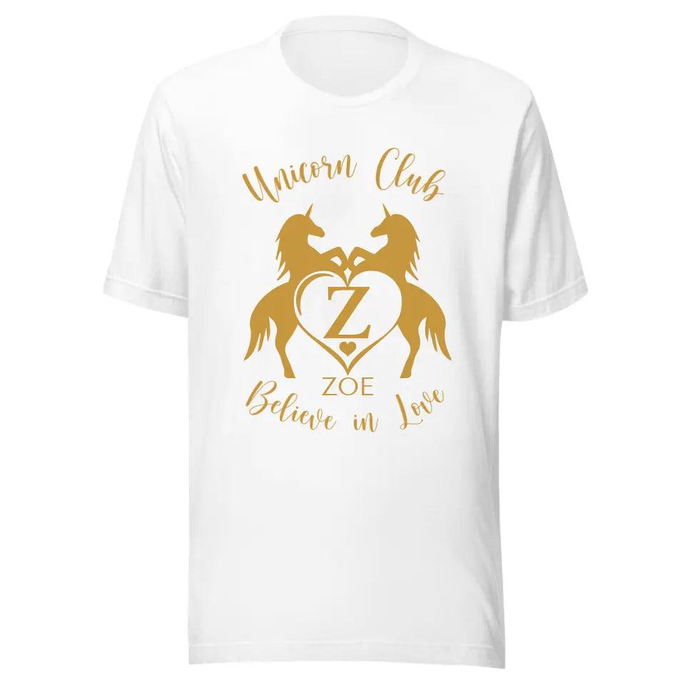 Custom Double Unicorn Heart Initial T-Shirt - ART-TSH074 - ARTFULANE