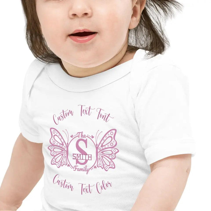 Custom Double Butterfly Family Split Letter Monogram T-Shirt - ART-TSH075 - ARTFULANE